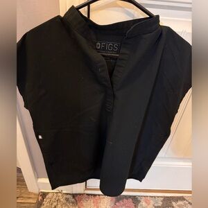 Figs Jet Black V-Neck Scrub Top